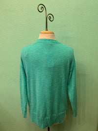 CREW NECK POCKET KNIT SWEATER-PEACOCK-RENUAR