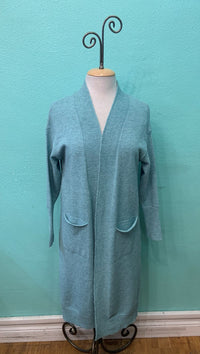 LONG SWEATER DUSTER-HEATHER TEAL-RENUAR