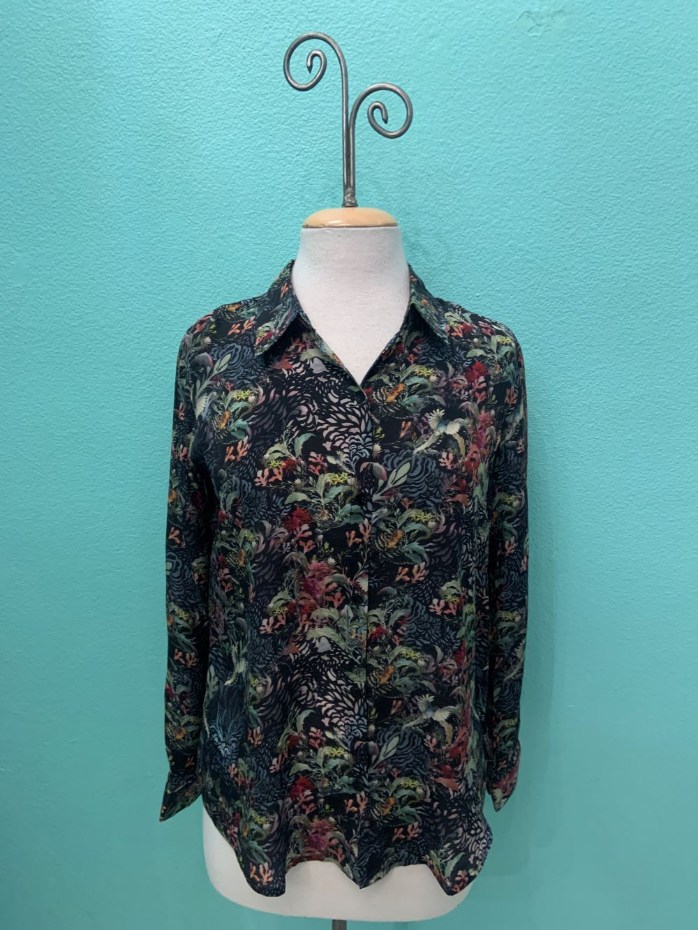 JUNGLE BIRD BUTTONDOWN BLOUSE-APNY