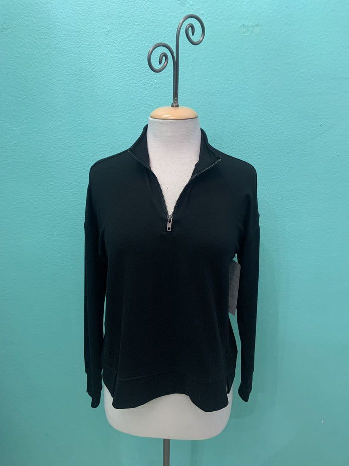 WHITNIE MODAL TERRY 1/2 ZIP TOP-BLACK-THREADS 4 THOUGHT