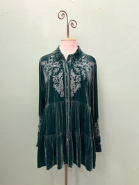 LENON VELVET TIERED TUNIC-DEEP TEAL-JOHNNY WAS