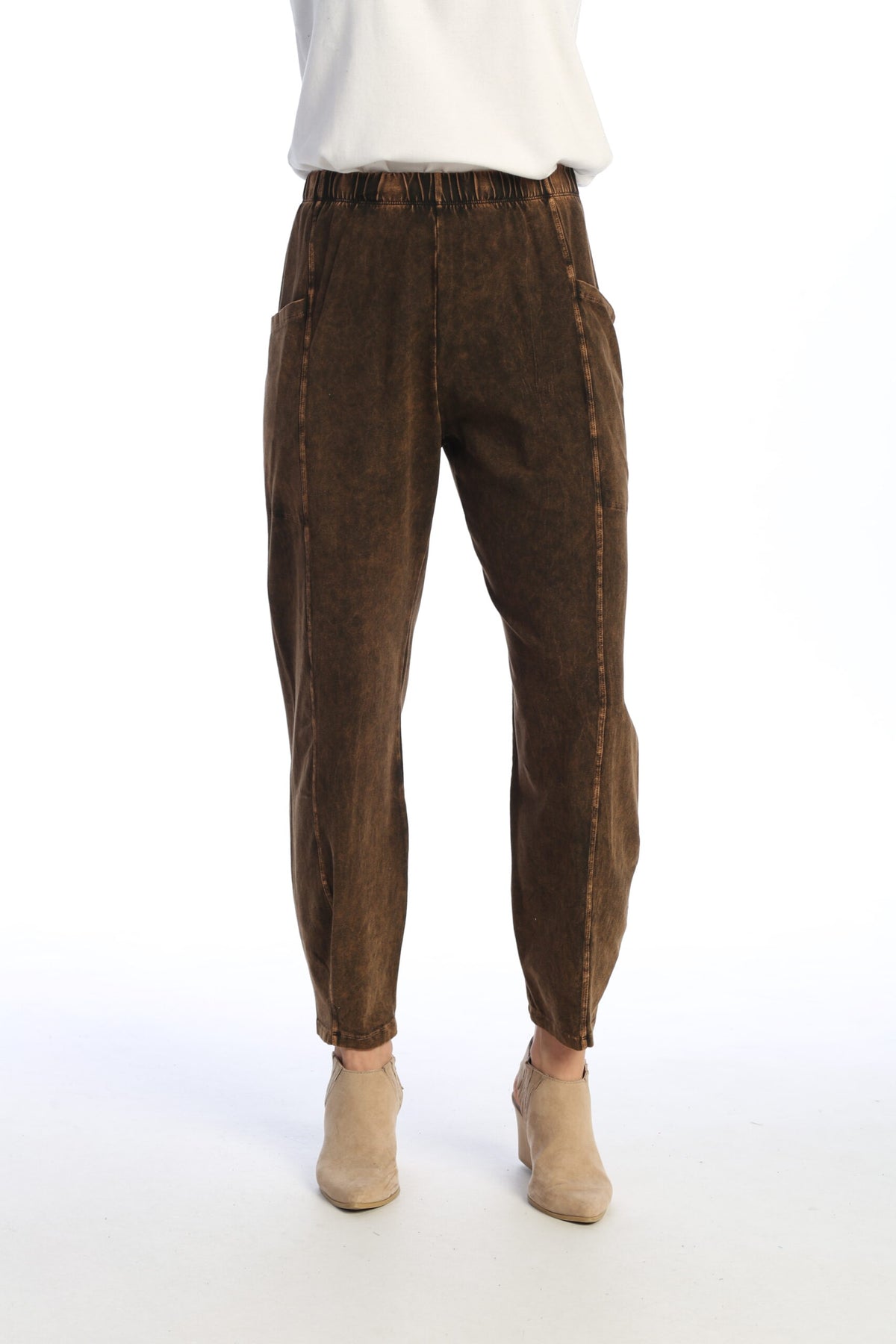 *BEST SELLER* PATCH POCKET COTTON PANT-CHOCOLATE- JESS AND JANE