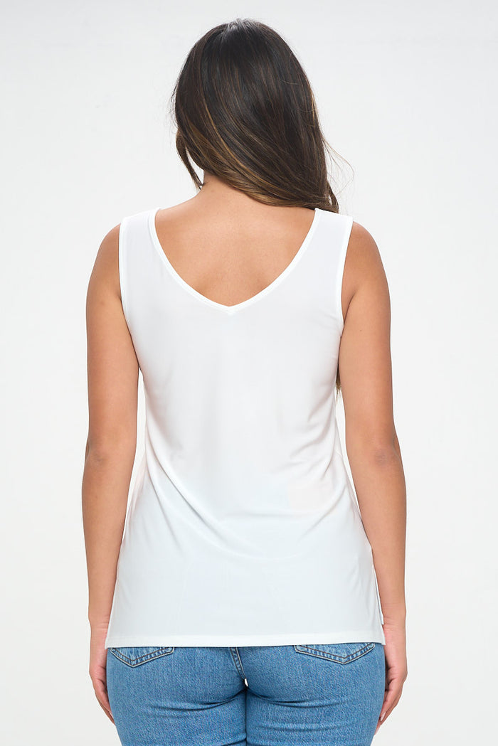 CUT AND SEW SCOOP NECK V BACK TANK-IVORY-LAST TANGO