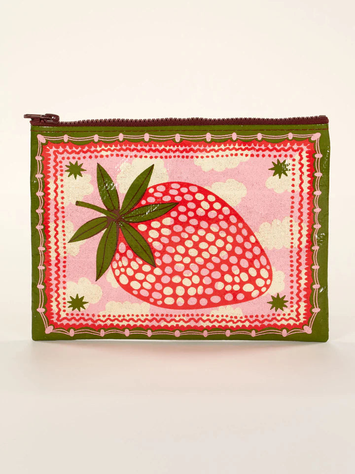 STRAWBERRY CLOUDS ZIPPER POUCH-BLUE Q