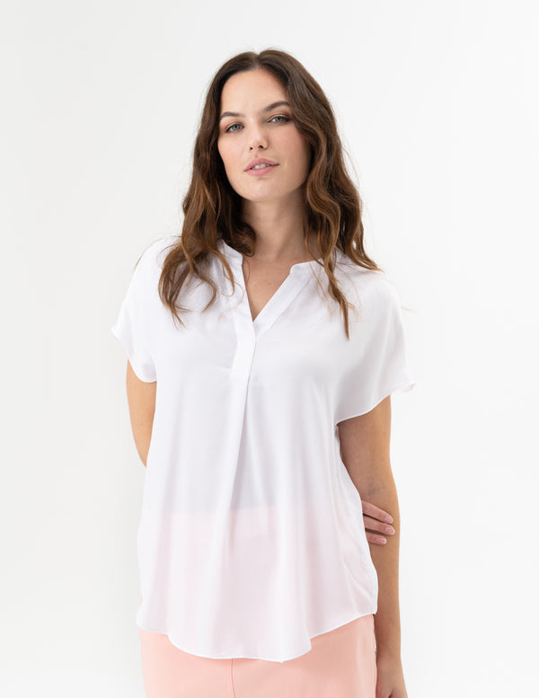 CAP SLEEVE AIRFLOW BLOUSE-WHITE- RENUAR