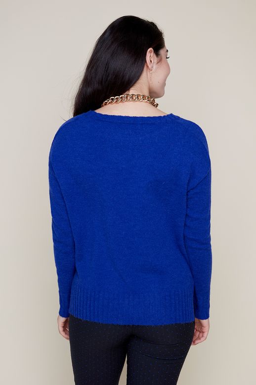 CREW NECK POCKET KNIT SWEATER-LAPIS-RENUAR