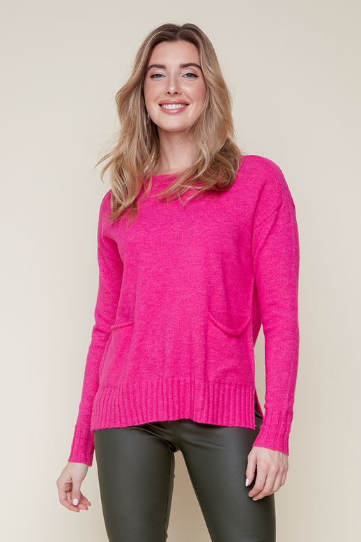 CREW NECK POCKET KNIT SWEATER-ORCHID-RENUAR