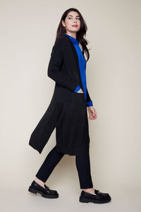 LONG SWEATER DUSTER-BLACK-RENUAR