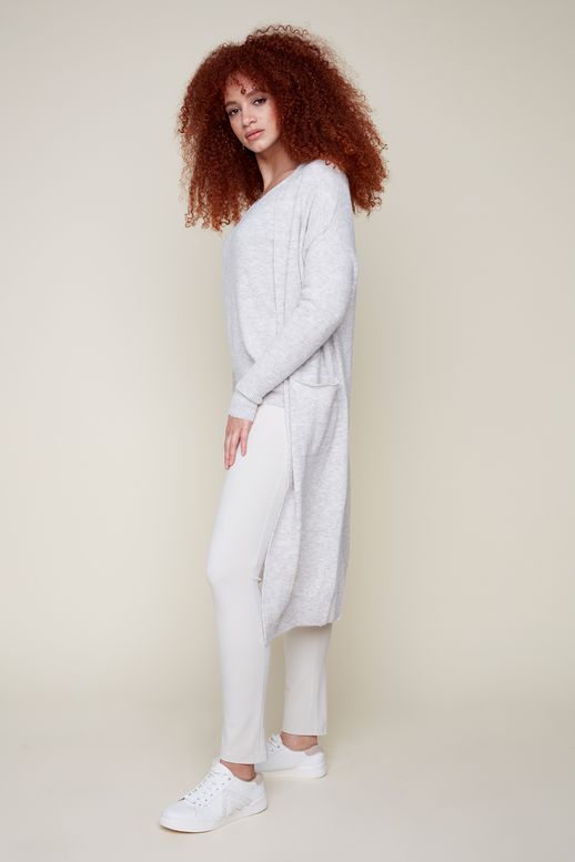 LONG SWEATER DUSTER-HEATHER BONE-RENUAR