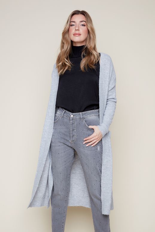 LONG SWEATER DUSTER-HEATHER GREY-RENUAR