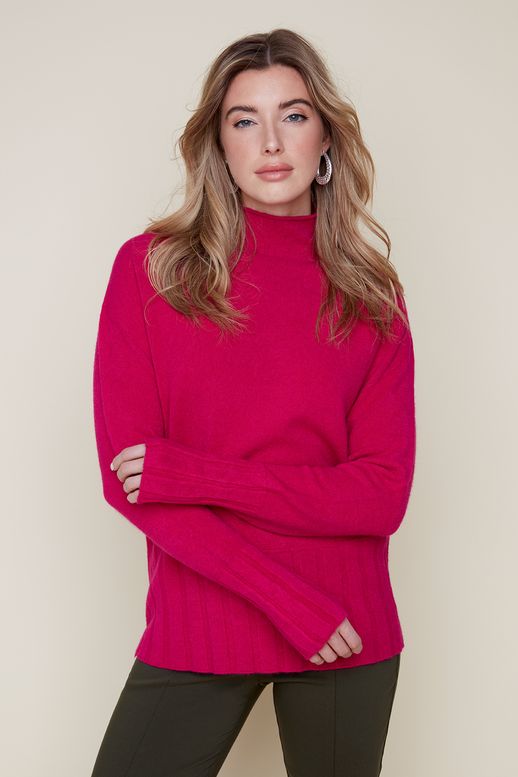 FUNNEL NECK SO SOFT KNIT SWEATER-ORCHID-RENUAR