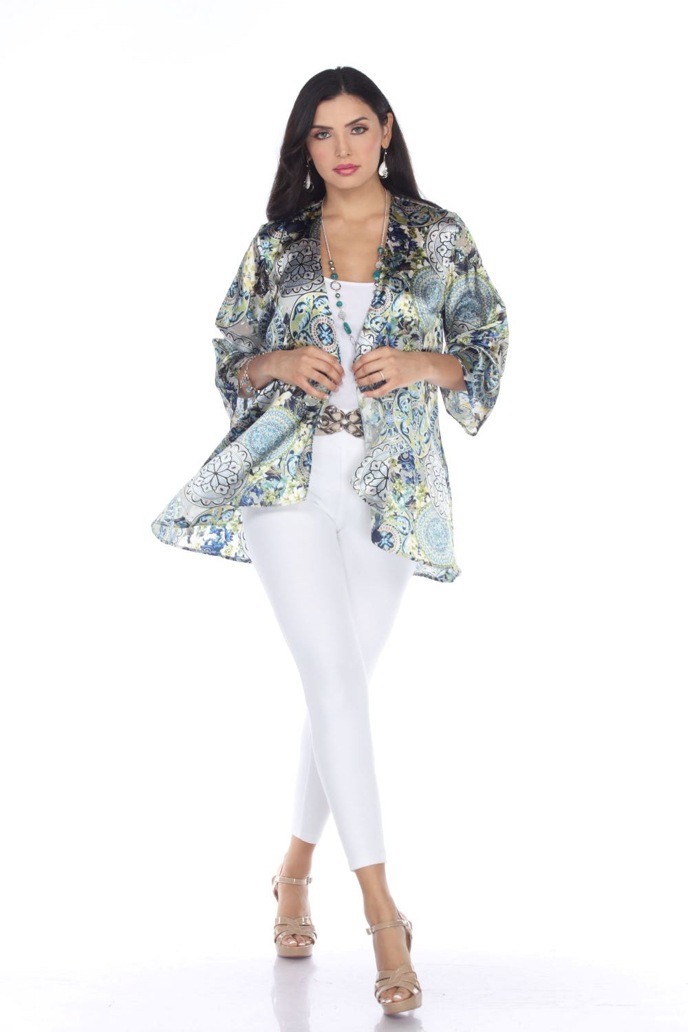 FLORAL DENIM BLUE SWING JACKET- ARIS A