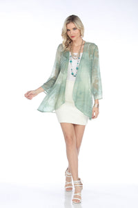 SILK BURNOUT V-TANK DRESS SET W/JACKET-CELADON-ARIS A