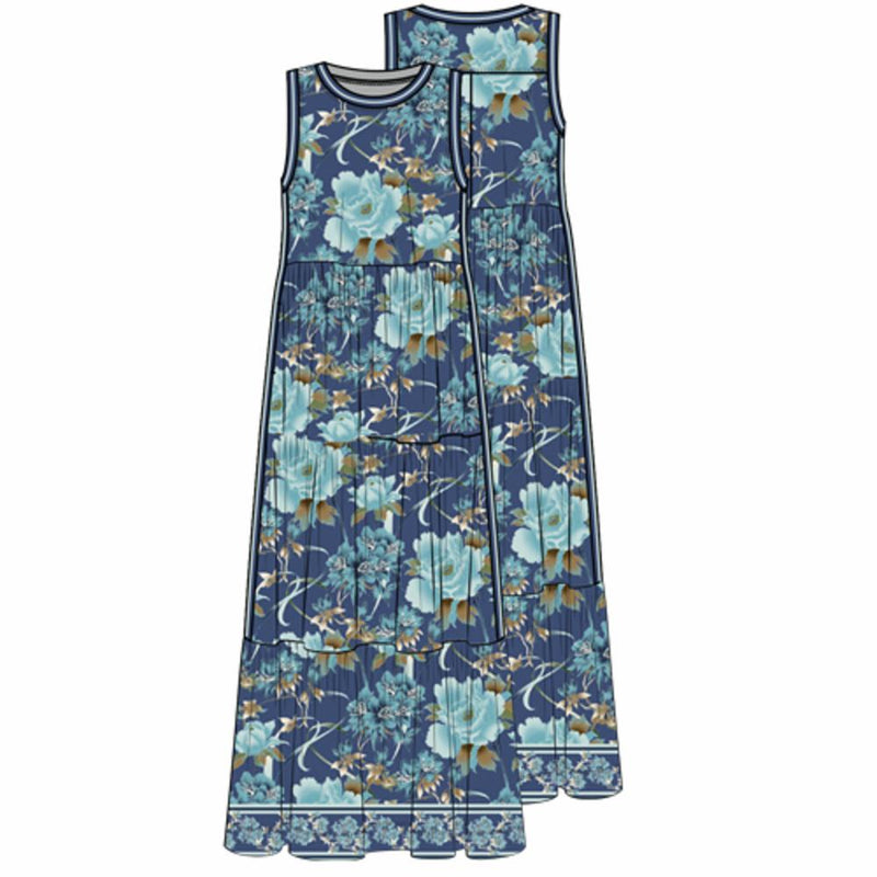 PEONEE BLUE JANIE FAV SLEEVLESS TIER DRESS-JOHNNY WAS