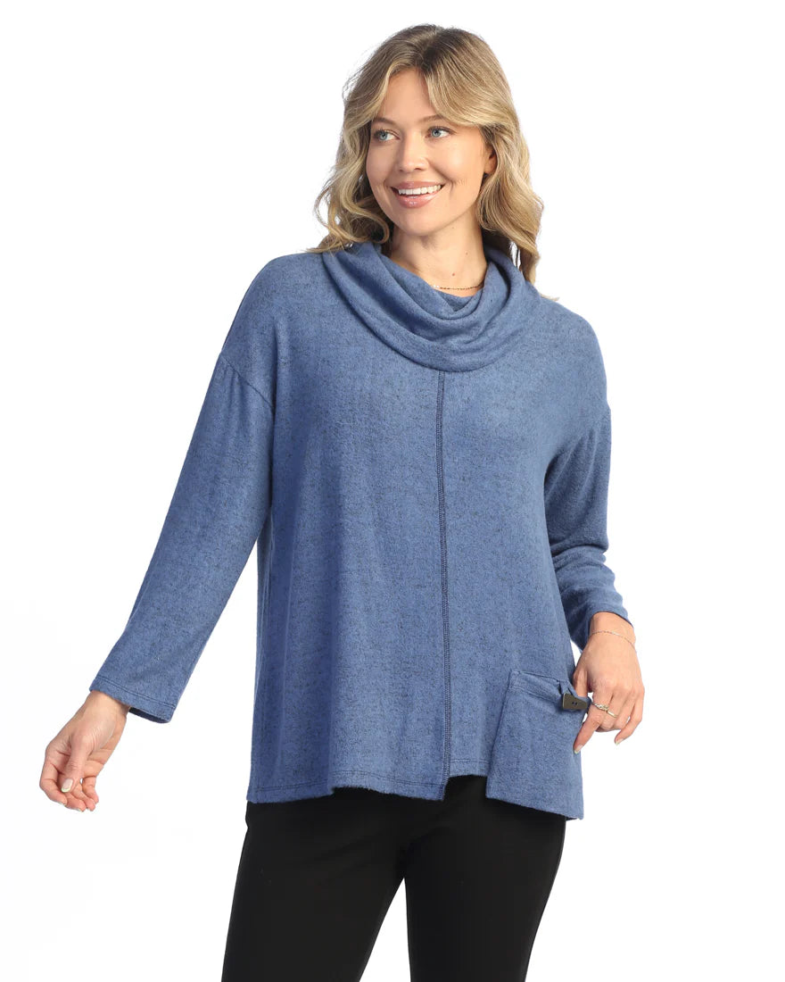 HACCI BOXY TOP W/COWL-COBALT-JESS AND JANE