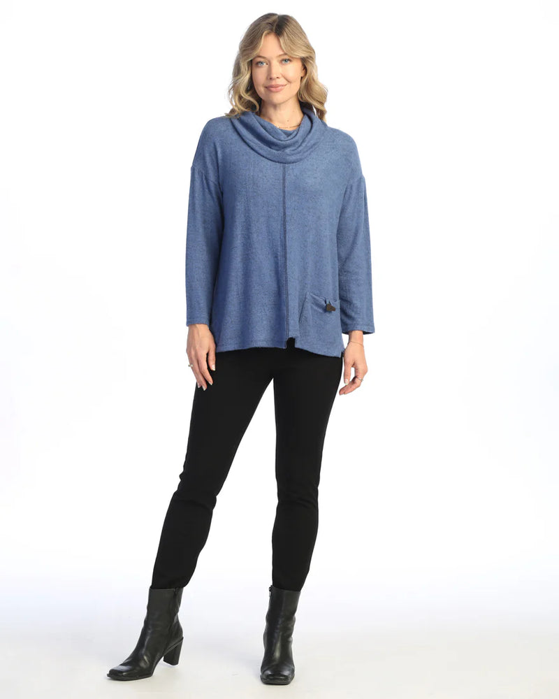 HACCI BOXY TOP W/COWL-COBALT-JESS AND JANE