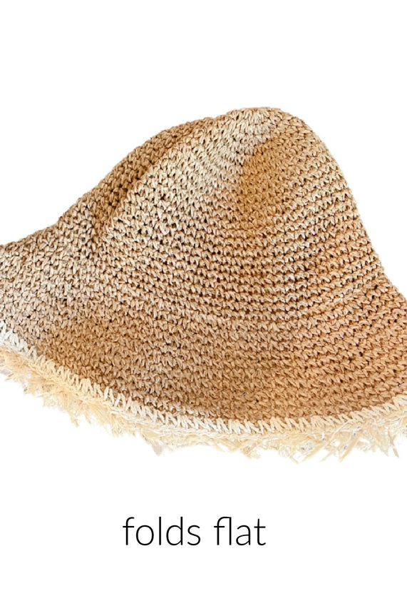 FRAYED EDGE FOLDABLE STRAY BUCKET HAT