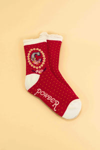 A-Z ALPHABET MONOGRAM LETTER ANKLE SOCKS-POWDER