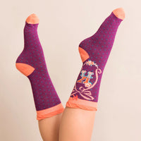 A-Z ALPHABET MONOGRAM LETTER ANKLE SOCKS-POWDER