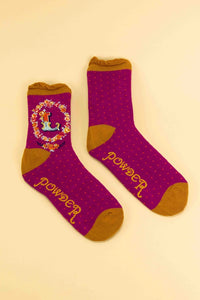 A-Z ALPHABET MONOGRAM LETTER ANKLE SOCKS-POWDER