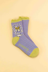 A-Z ALPHABET MONOGRAM LETTER ANKLE SOCKS-POWDER