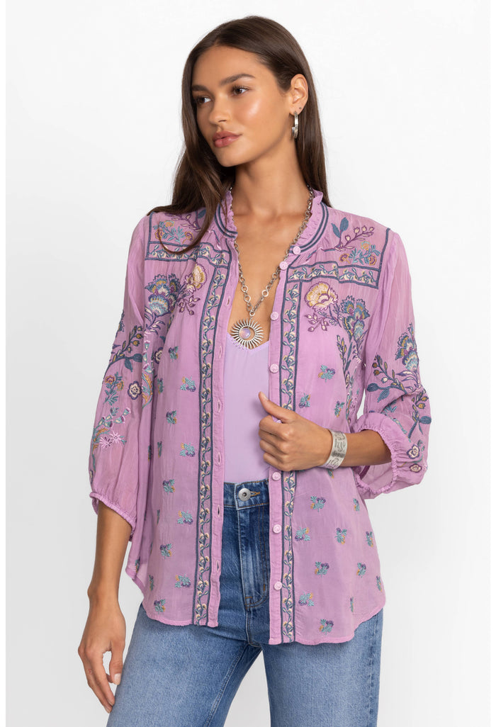 MEDINA BLOUSE-LAVENDER HERB-JOHNNY WAS