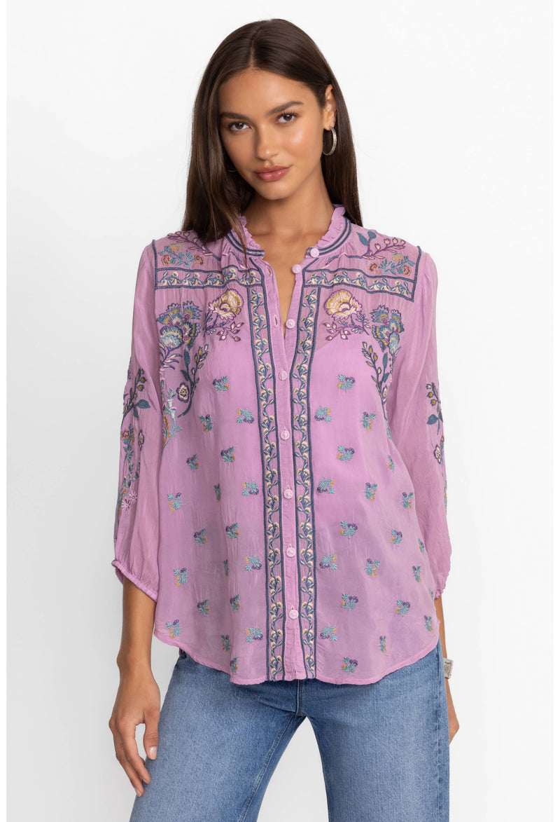 MEDINA BLOUSE-LAVENDER HERB-JOHNNY WAS