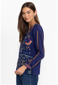 PRIMAVERA CATINA BLOUSE-BEACON BLUE-JOHNNY WAS