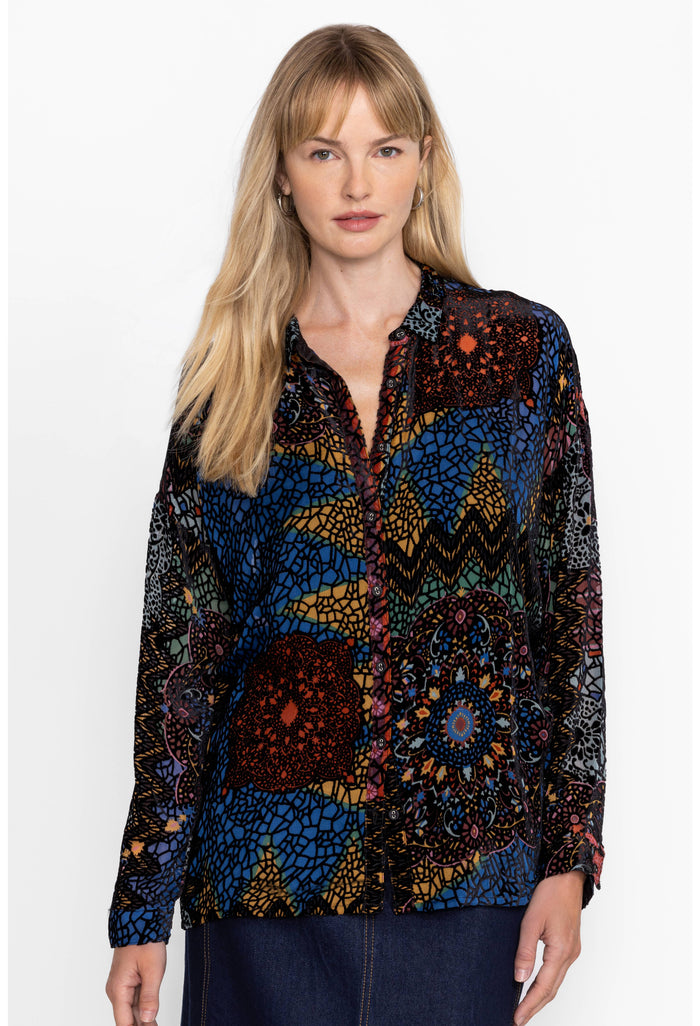 AUDREY OVERSIZE BURNOUT SHIRT-NAVA-JOHNNY WAS