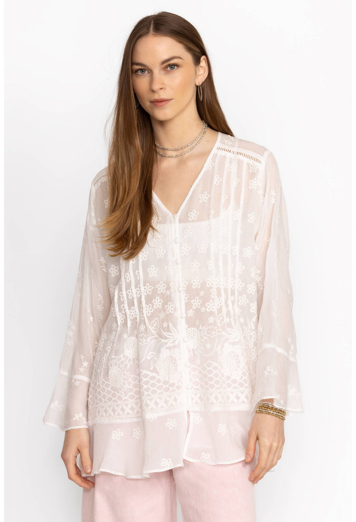 FLEUR DU JOUR TUNIC-WHITE-JOHNNY WAS