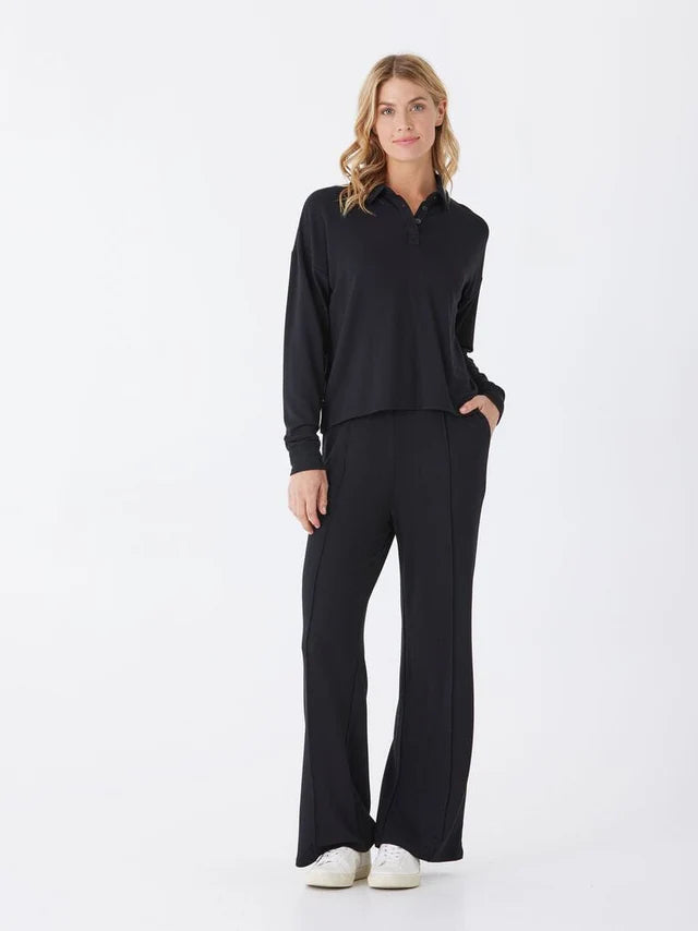 ANGELA MODAL TERRY WIDE LEG PANT-BLACK-THREADS 4 THOUGHT