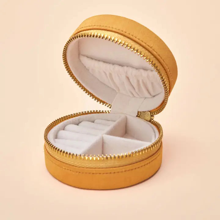 LADYBIRD IN MUSTARD MINI ROUND JEWELRY BOX-POWDER