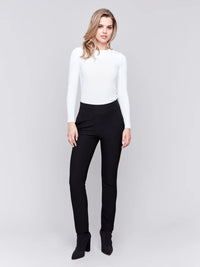 CREPE SLIM FIT PANT-BLACK-CHARLIE B