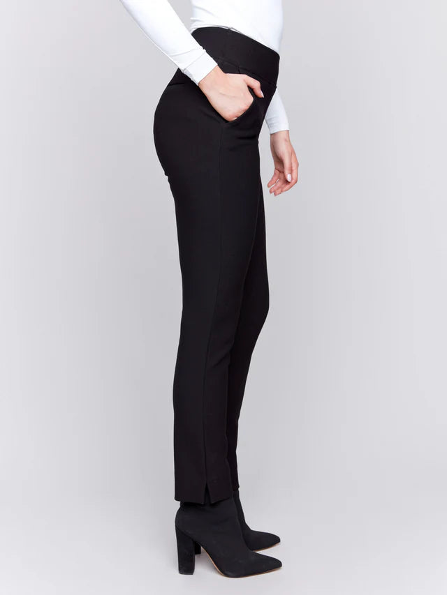 CREPE SLIM FIT PANT-BLACK-CHARLIE B