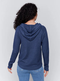 PLUSH RAGLAN SLEEVE HOODIE SWEATER-DENIM-CHARLIE B