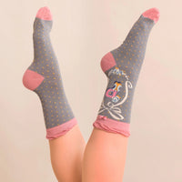 A-Z ALPHABET MONOGRAM LETTER ANKLE SOCKS-POWDER