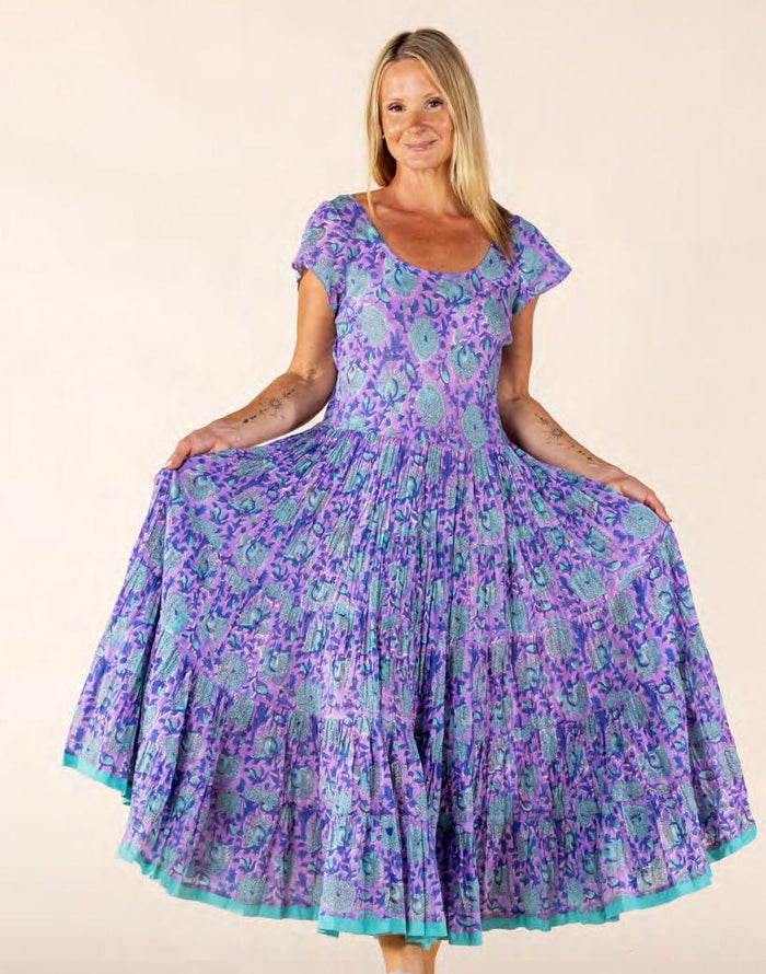 LAVENDER TURQUOISE-AMBER DRESS-NILA RUBIA