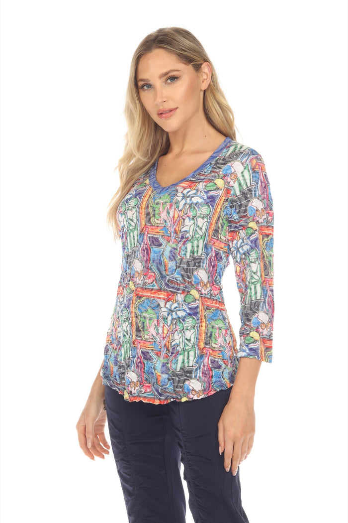 ART HOUSE V-NECK TOP-CARINE