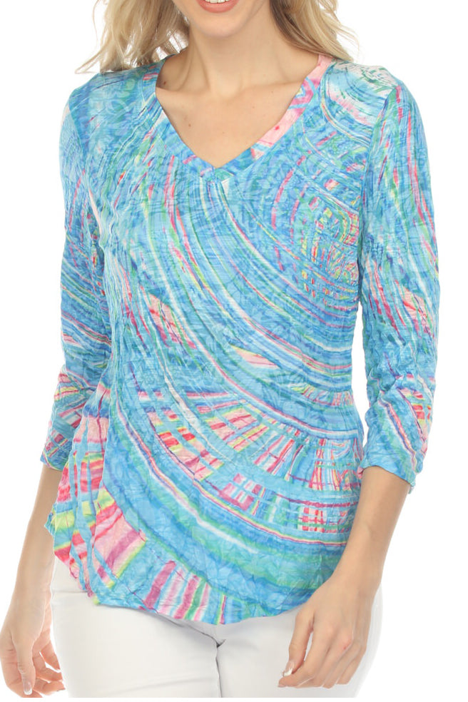 AURORA SWIRL V-NECK TOP-CARINE APPAREL