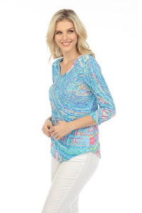 AURORA SWIRL V-NECK TOP-CARINE APPAREL