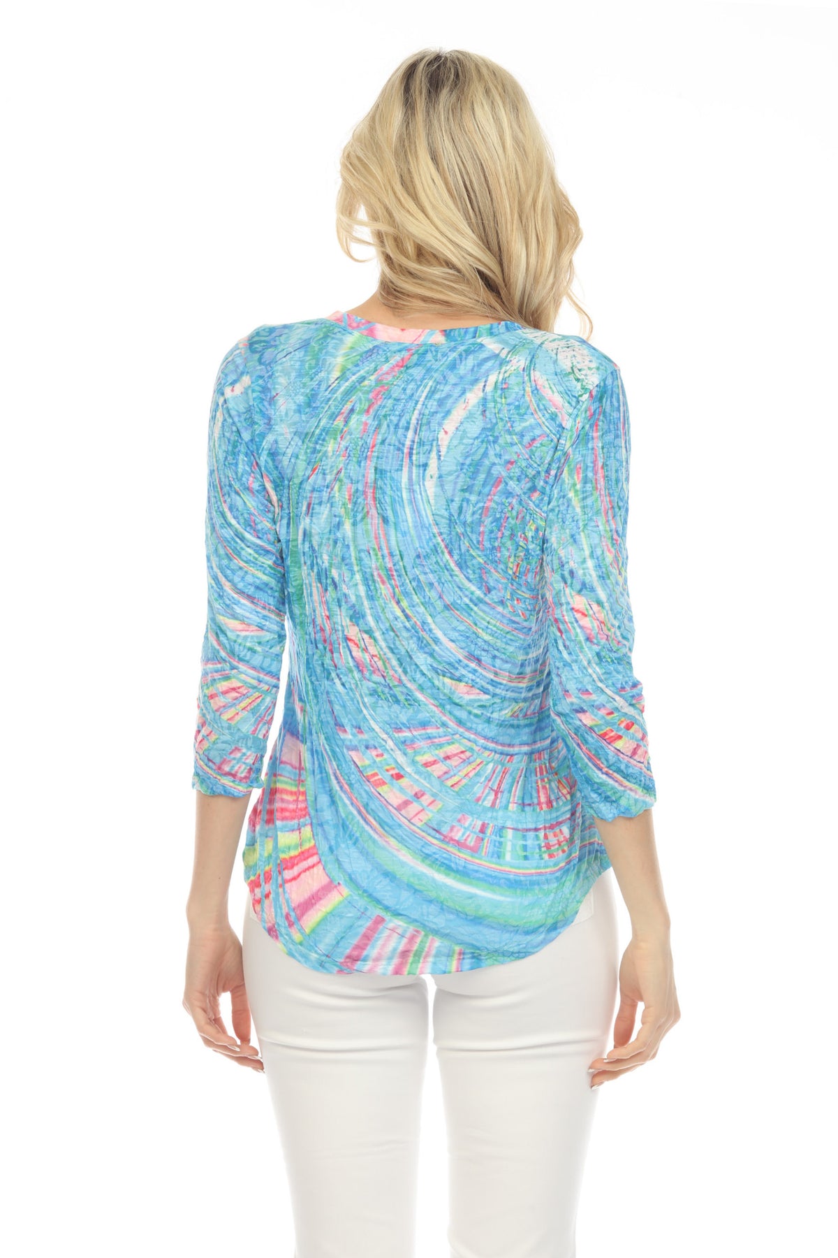 AURORA SWIRL V-NECK TOP-CARINE APPAREL