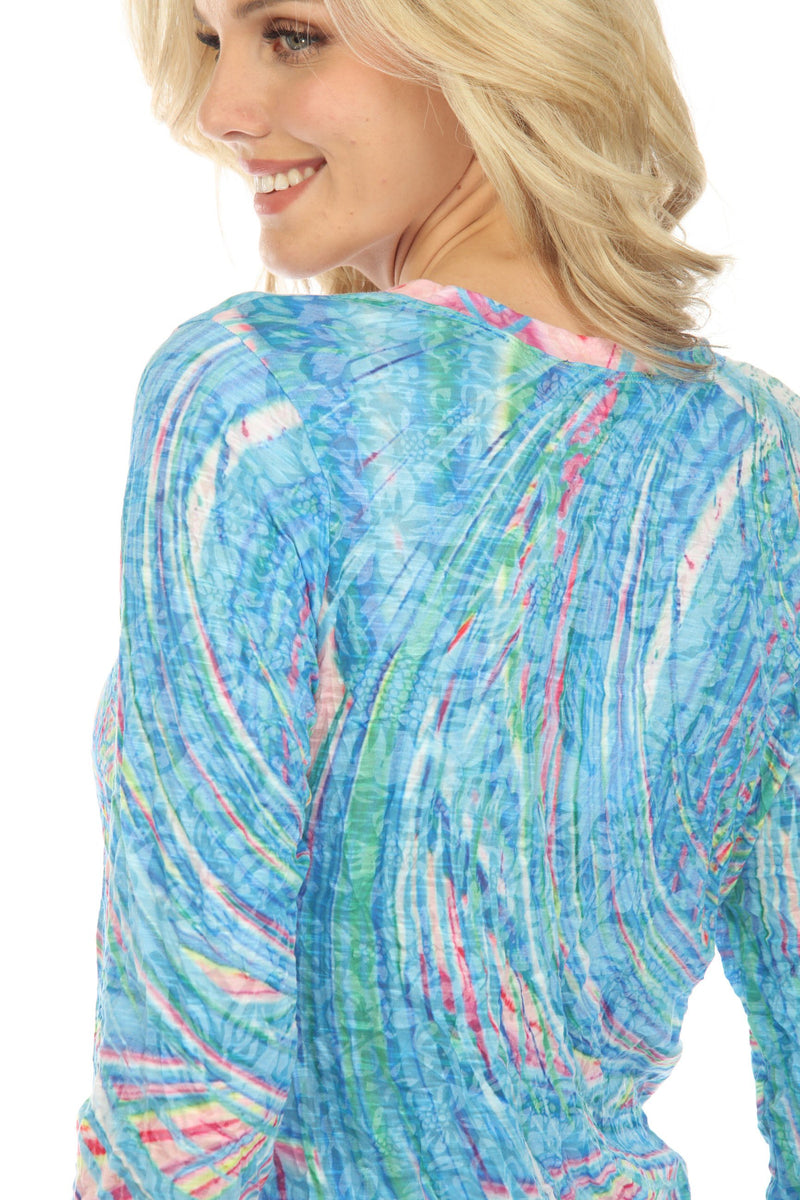 AURORA SWIRL V-NECK TOP-CARINE APPAREL