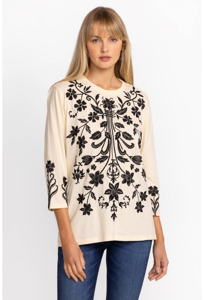 TALITHIA 3/4 SLEEVE CREW NECK TEE-BRIE-JOHNNY WAS