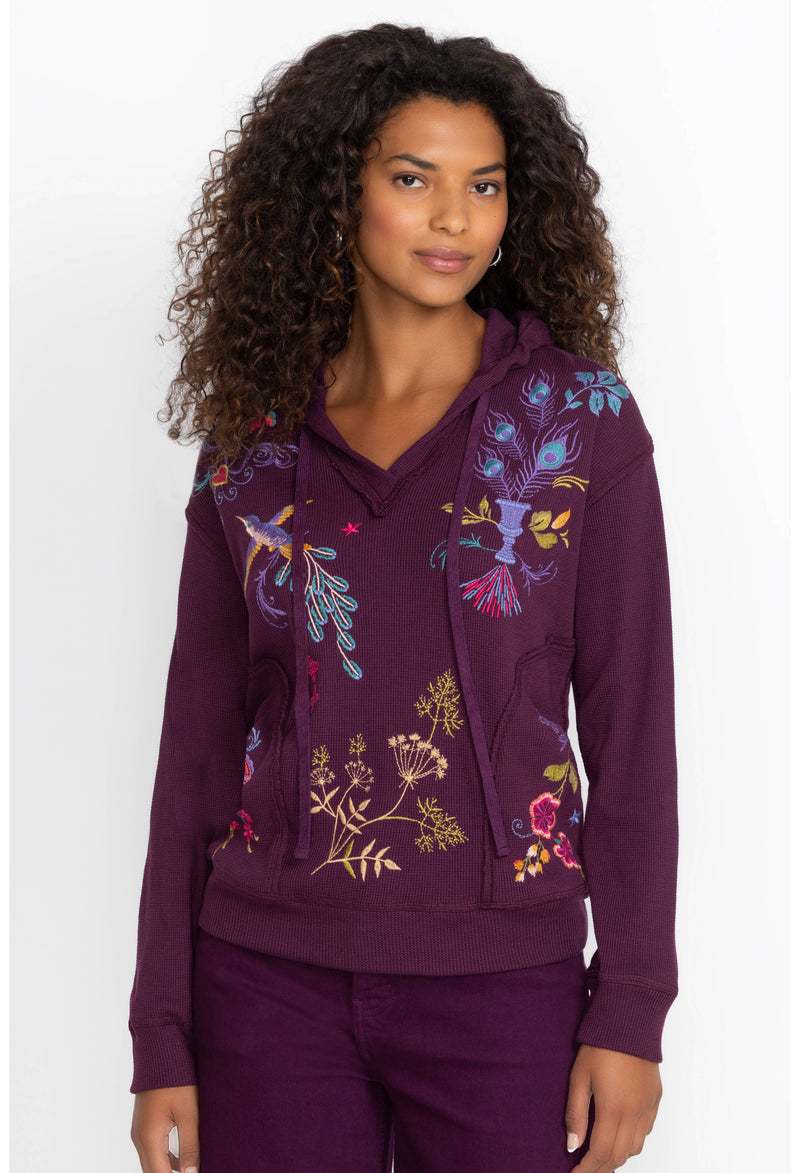 ARIELA RELAXED THERMAL HOODIE-PLUM-JOHNNY WAS