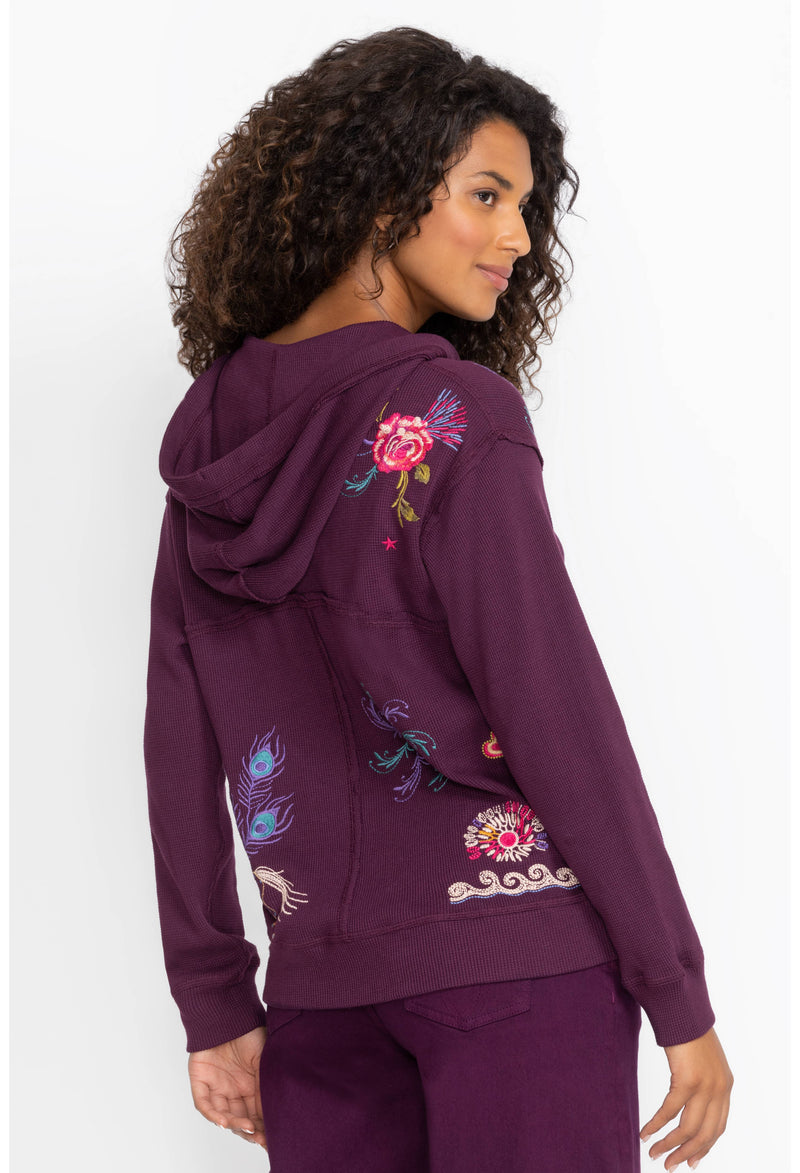 ARIELA RELAXED THERMAL HOODIE-PLUM-JOHNNY WAS