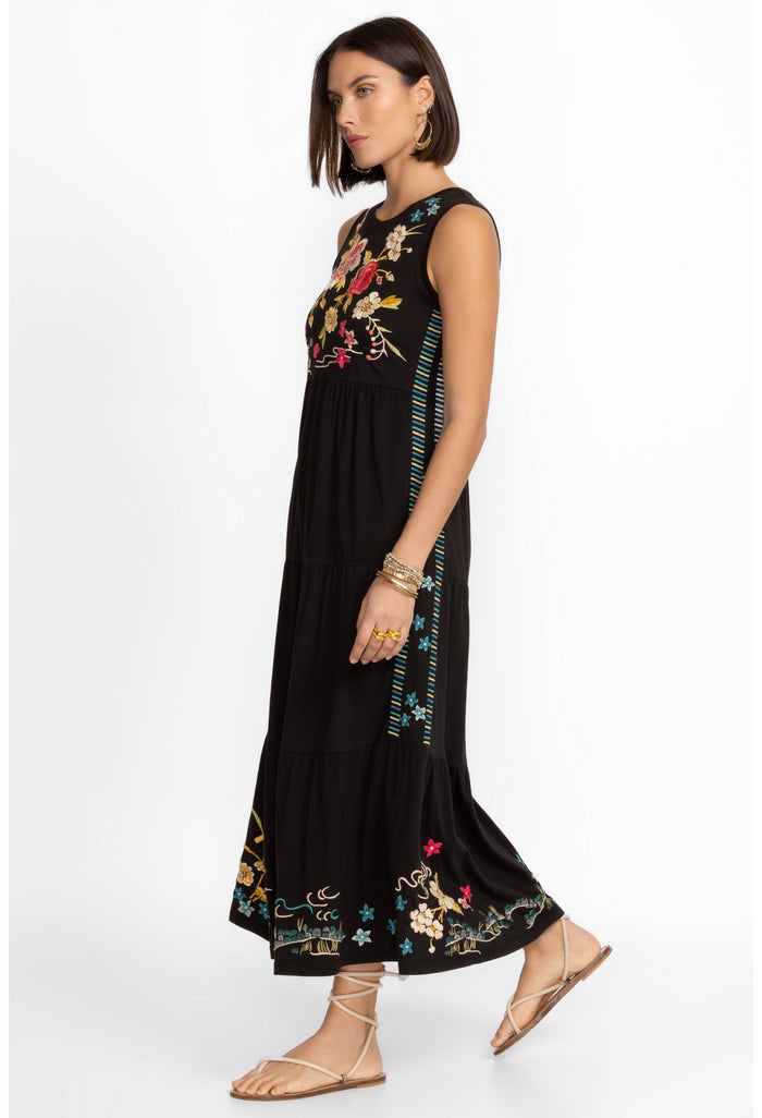 CELINA TIRED MAXI TANK DRESS-BLACK-JOHNNY WAS