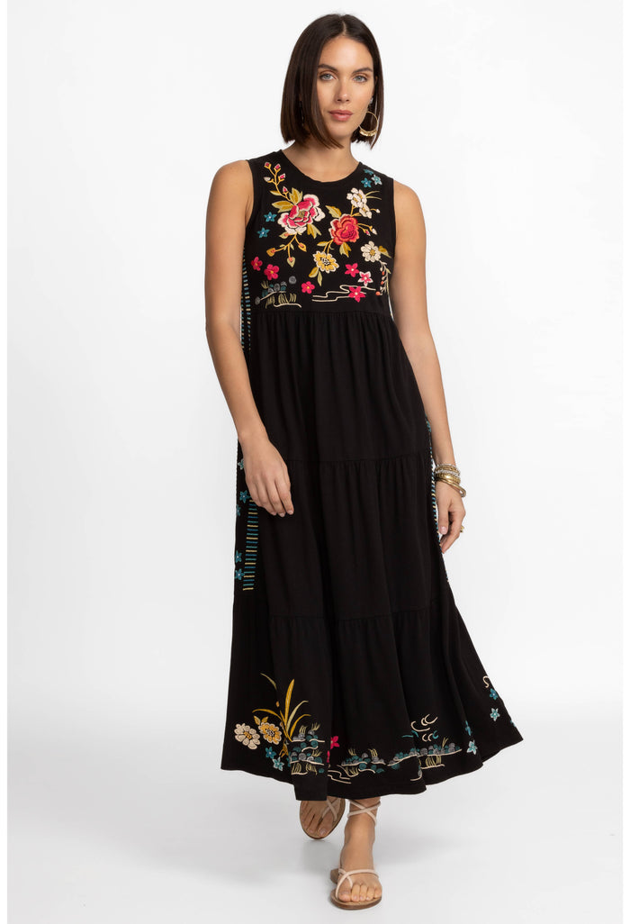 CELINA TIRED MAXI TANK DRESS-BLACK-JOHNNY WAS