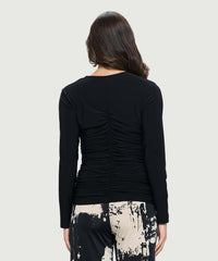 RUCHED V-NECK TOP-BLACK-LAST TANGO