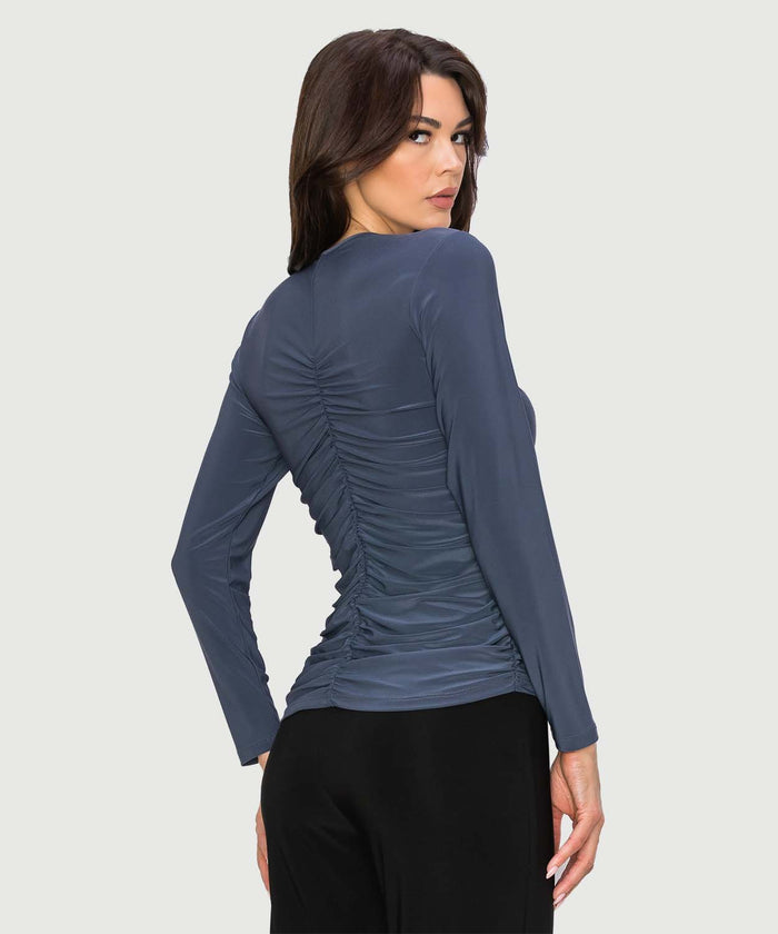 RUCHED V-NECK TOP-METAL-LAST TANGO