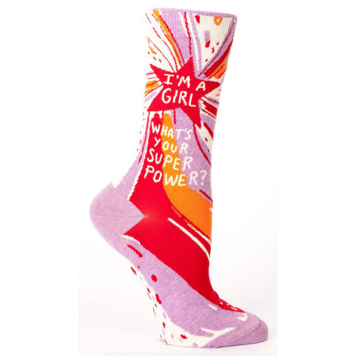 SUPERPOWER WOMENS' CREW SOCKS - BLUE Q